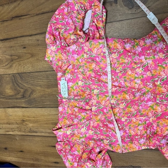 RESA Penelope Romper Pink Ditsy Floral Puffed Sleeves Small F2 - Picture 6 of 7